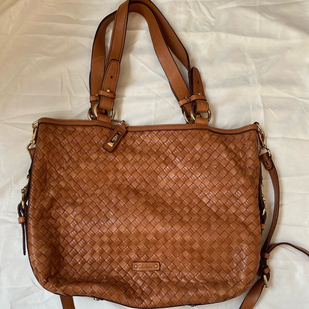 Cole haan woven brown leather shoulder bag